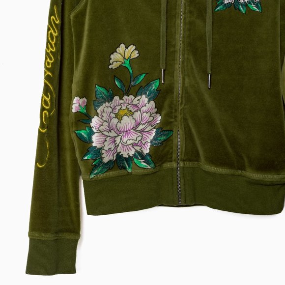 SOLD - Vintage Early 2000s Ed Hardy Green Velour Geisha Tracksuit - Size XS - Picture 4 of 16